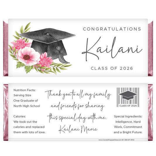 Floral Cap Graduation Candy Bar Wrappers Floral Cap Graduation Candy Bar Wrappers Candy Wrappers Grad266