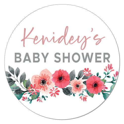 Floral Centerpiece Baby Shower Stickers - SBS358 Floral Centerpiece Baby Shower Stickers Birth Announcement BS358