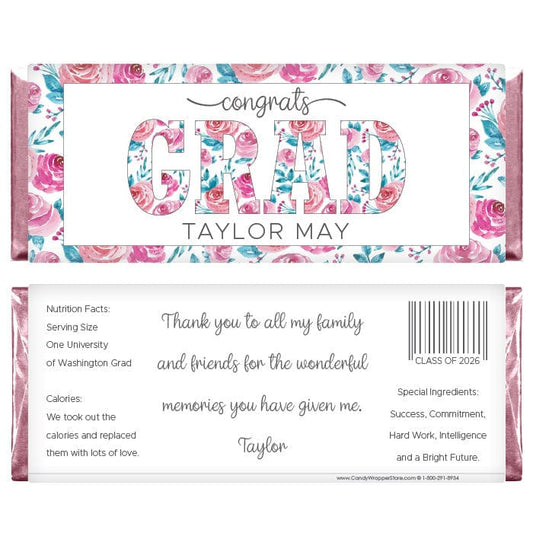 Floral Grad Class of 2026 Graduation Candy Bar Wrappers Floral Grad Class of 2026 Graduation Candy Bar Wrappers Candy Wrappers GRAD220