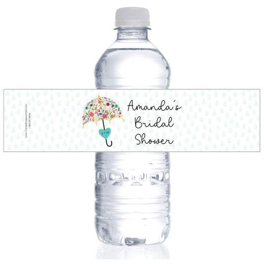 Floral Umbrella Bridal Shower Water Bottle Labels Party Favors WS231