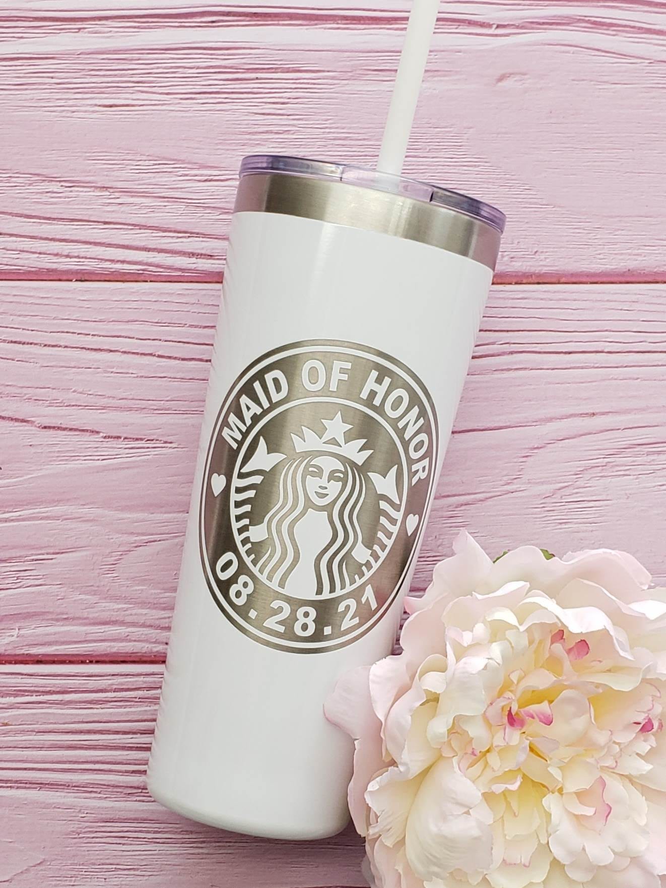 Glitter Blush Hot Tumbler Personalized Starbucks Logo Decal or Engraved Tumbler starbucks