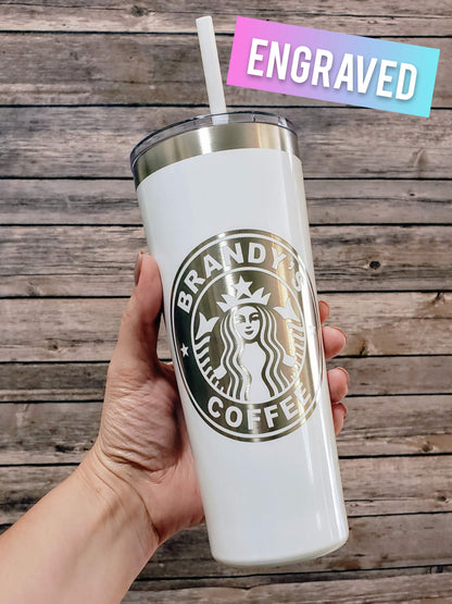 Glitter Blush Hot Tumbler Personalized Starbucks Logo Decal or Engraved Tumbler starbucks