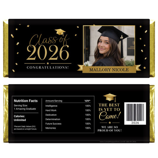 Golden Confetti Photo Graduation Candy Bar Wrappers Golden Confetti Photo Graduation Candy Bar Wrappers Candy Wrappers GRAD268