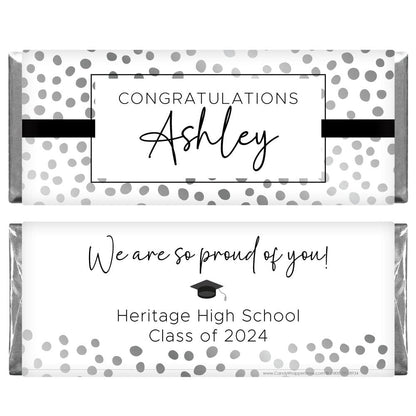 GRAD254 - Hand Drawn Dots Graduation Candy Bar Wrappers Hand Drawn Dots Graduation Candy Bar Wrappers Candy Wrappers GRAD254