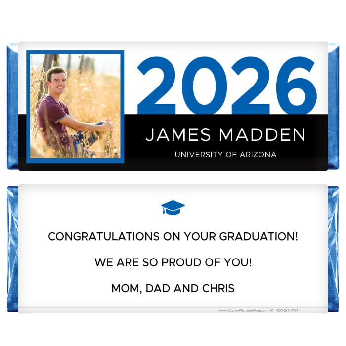 Bold Block 2026 Graduation Photo Candy Bar Wrappers Bold Block 2025 Graduation Photo Candy Bar Wrappers Candy Wrappers GRAD264