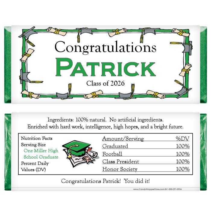 Graduation Cap Border Candy Wrapper Graduation Cap Border Candy Wrapper Candy Wrappers GRAD205