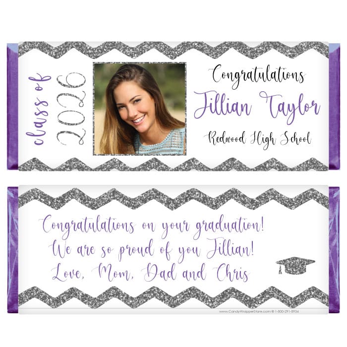 Graduation Chevron Glitter Photo Candy Bar Wrappers Graduation Chevron Glitter Photo Candy Bar Wrappers Candy Wrappers GRAD236