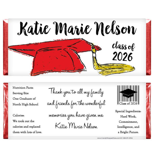 Graduation Hand Drawn Hat Candy Bar Wrappers Graduation Hand Drawn Hat Candy Bar Wrappers Candy Wrappers GRAD242