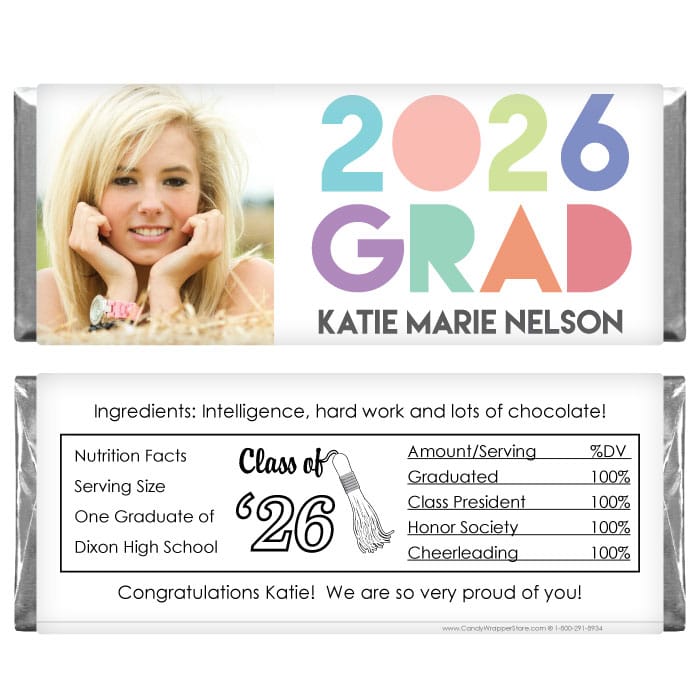 Graduation Trendy 2026 Photo Candy Bar Wrappers Graduation Trendy Photo Candy Bar Wrappers Candy Wrappers