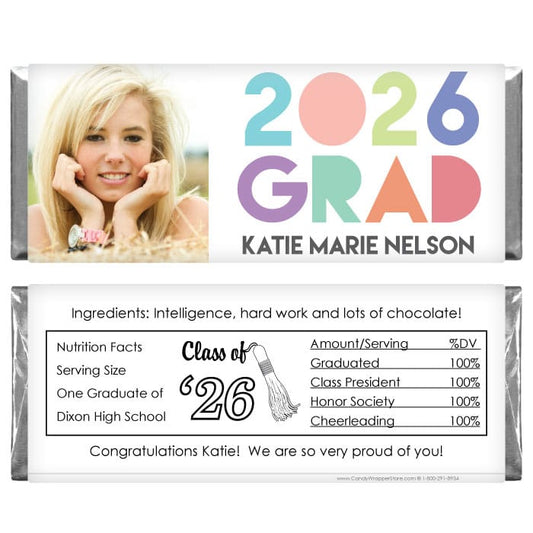 Graduation Trendy 2026 Photo Candy Bar Wrappers Graduation Trendy Photo Candy Bar Wrappers Candy Wrappers
