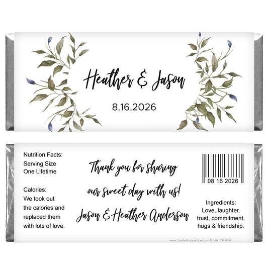 Green Foliage Wedding Candy Bar Wrapper Green Foliage Wedding Candy Bar Wrapper  Regular Size Wrapper WA478