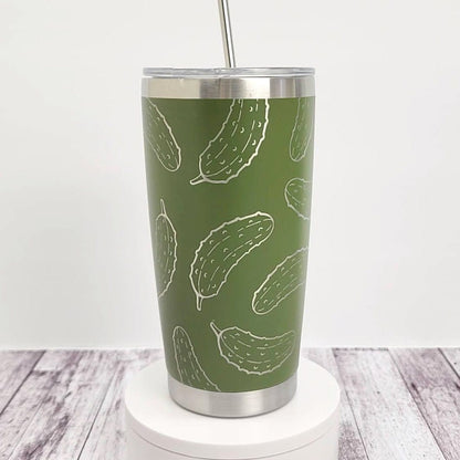 Green Pickle Engraved 20 oz Tumbler Candy Wrapper Store