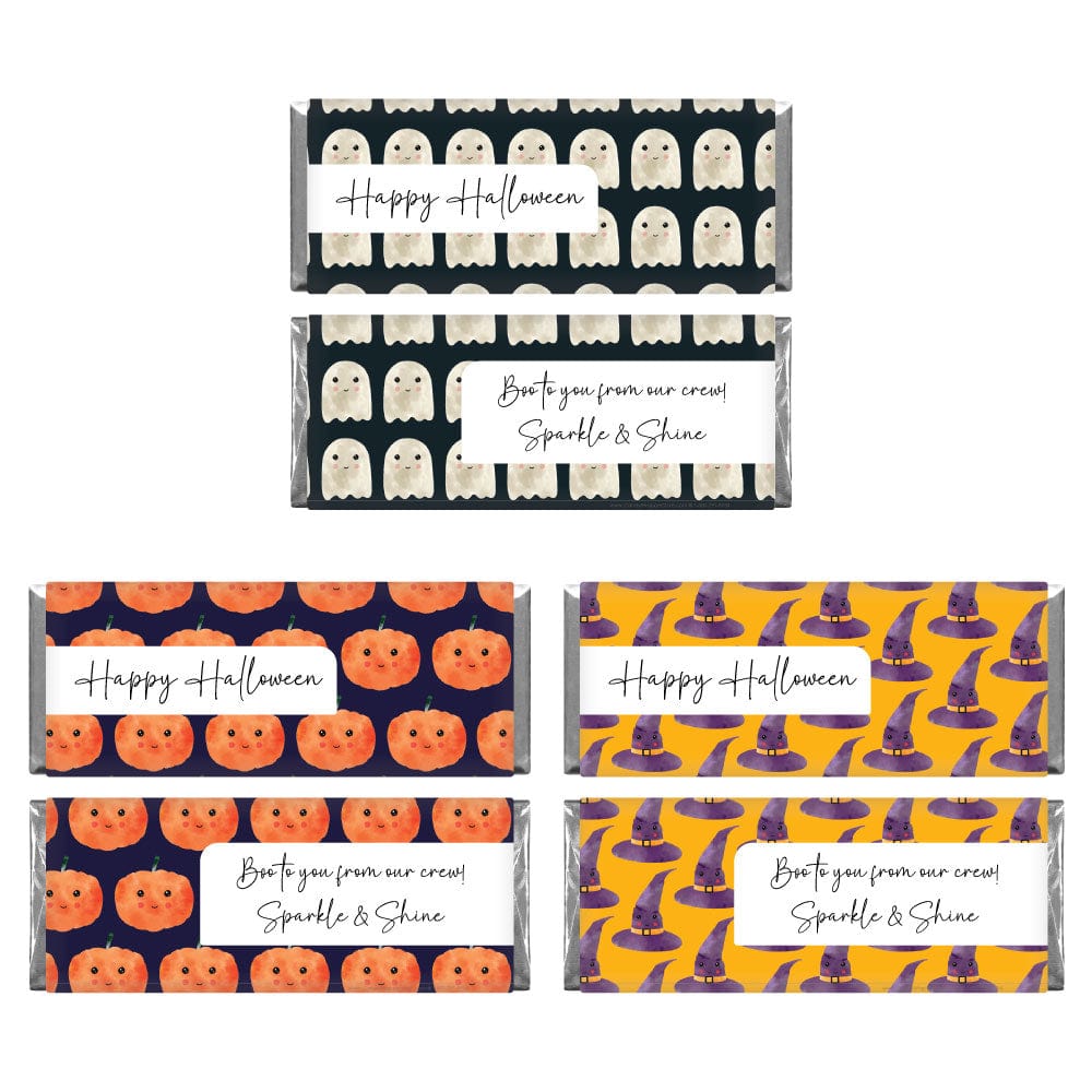 Halloween Ghosts, Pumpkins & Witch Hats Candy Bar Wrapper Trio - Set of 3 designs Party Supplies HALSET