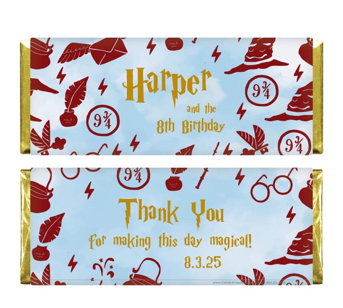 Happy Birthday Harry Potter Theme Wizard Candy Bar Wrapper - BD518 Happy Birthday Pink Triad Font Candy Bar Wrapper Candy Wrappers BD517