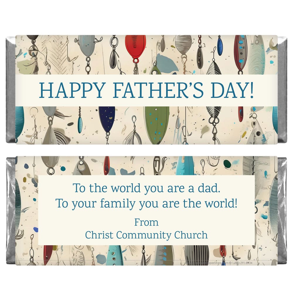 Happy Father’s Day Fishing Lures Candy Bar Wrapper Happy Father’s Day Fishing Lures Candy Bar Wrapper Party Favors FD232
