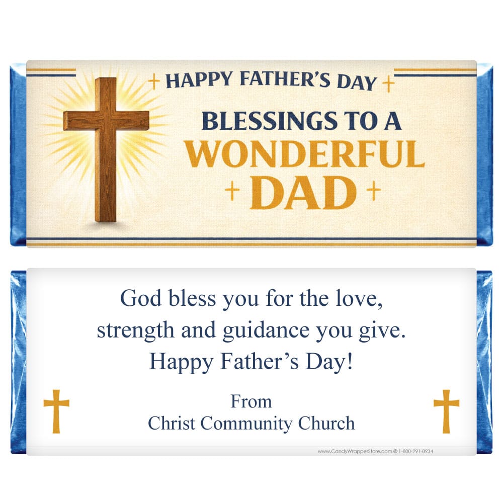 Happy Father’s Day Wooden Cross Candy Bar Wrapper Happy Father’s Day Wooden Cross Candy Bar Wrapper Party Favors FD231