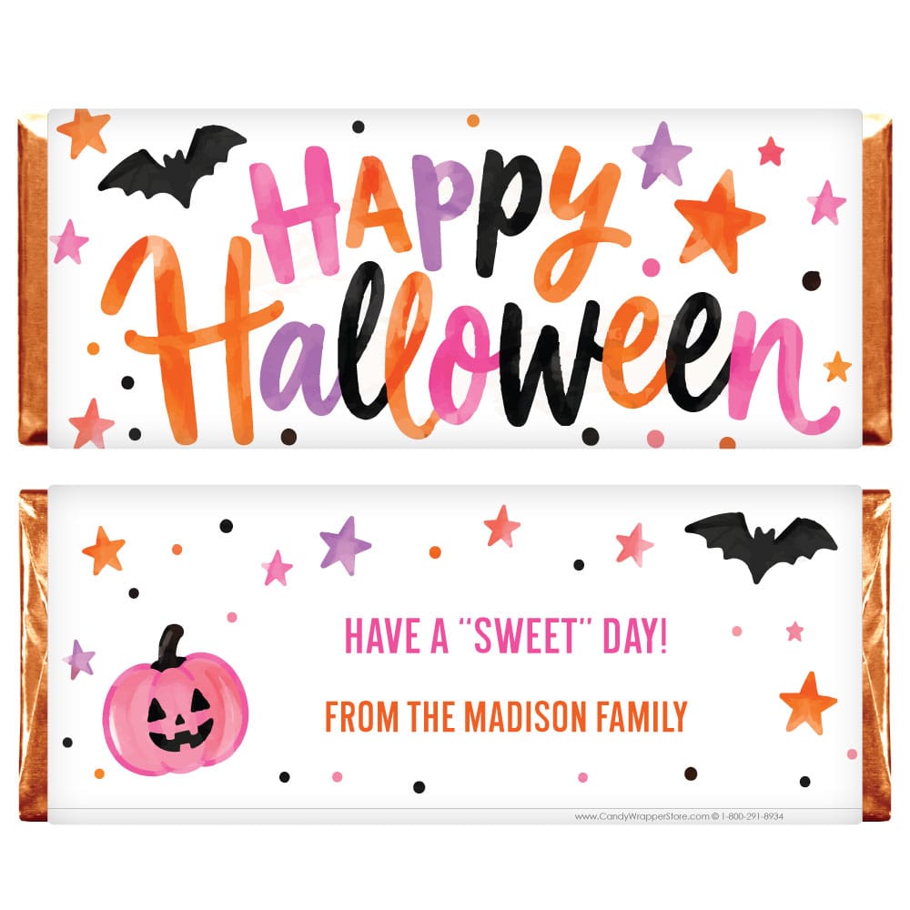 Happy Halloween Colorful Script Personalized Candy Bar Wrappers Happy Halloween Colorful Script Personalized Candy Bar Wrappers Candy Wrappers hal205