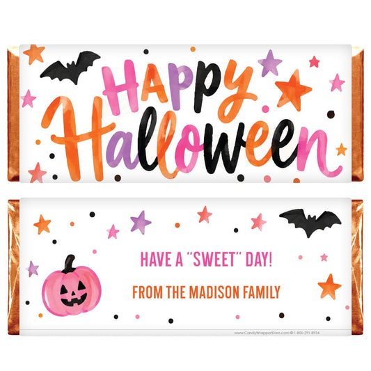Happy Halloween Colorful Script Personalized Candy Bar Wrappers Happy Halloween Colorful Script Personalized Candy Bar Wrappers Candy Wrappers hal205