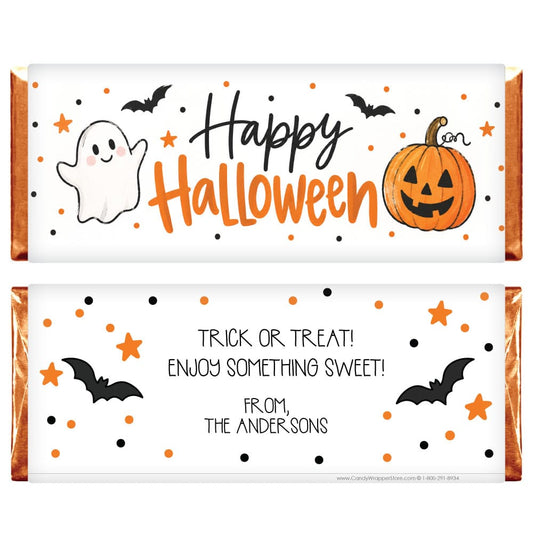 Happy Halloween Ghost and Pumpkin Personalized Candy Bar Wrappers Happy Halloween Ghost and Pumpkin Personalized Candy Bar Wrappers Candy Wrappers hal246