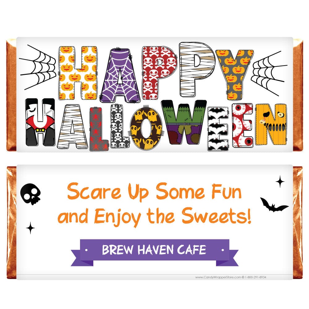 Happy Halloween Graphic Font Candy Bar Wrapper Party Supplies HAL242