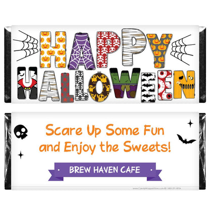 Happy Halloween Graphic Font Candy Bar Wrapper Party Supplies HAL242