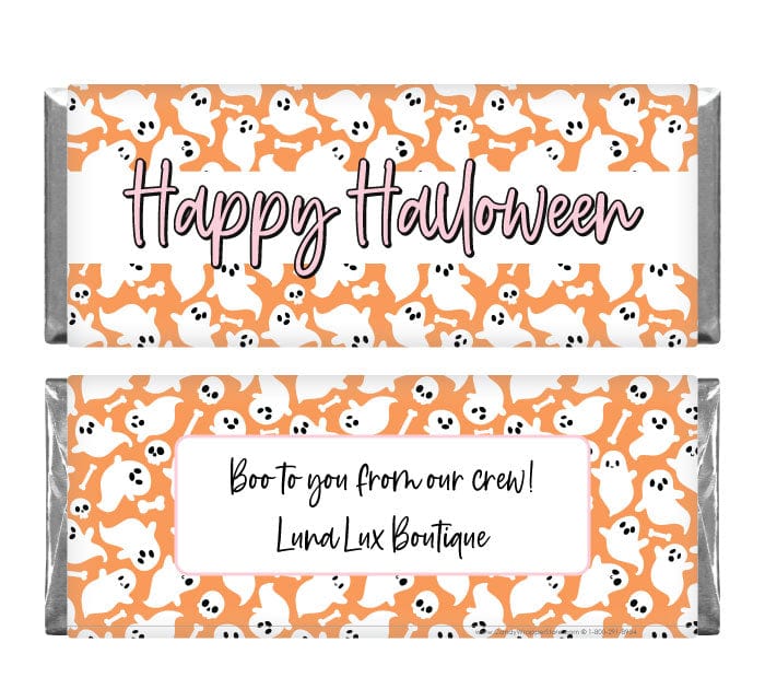 Happy Halloween Orange Ghosts Candy Bar Wrapper Party Supplies HALSET