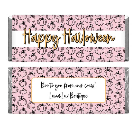 Happy Halloween Pink Pumpkins Candy Bar Wrapper Party Supplies HALSET