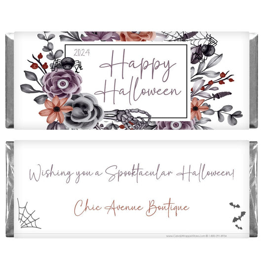 Happy Halloween Spooky Watercolor Floral Candy Bar Wrapper Party Supplies HAL242