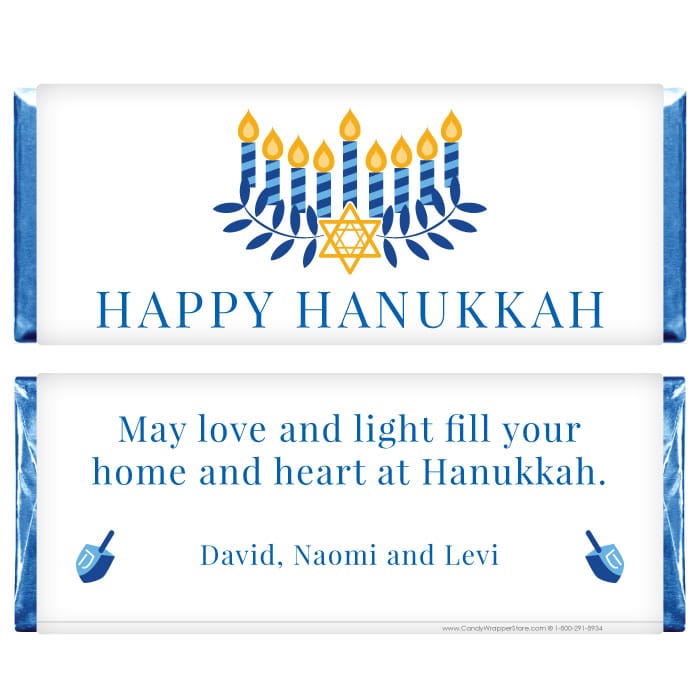 Happy Hanukkah Menorah Candy Bar Wrappers