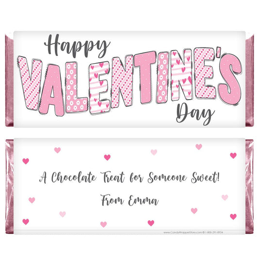 Happy Valentine's Day Doodle Font Candy Bar Wrappers Happy Valentine's Day Doodle Font Candy Bar Wrappers Candy & Chocolate Candy Wrapper Store