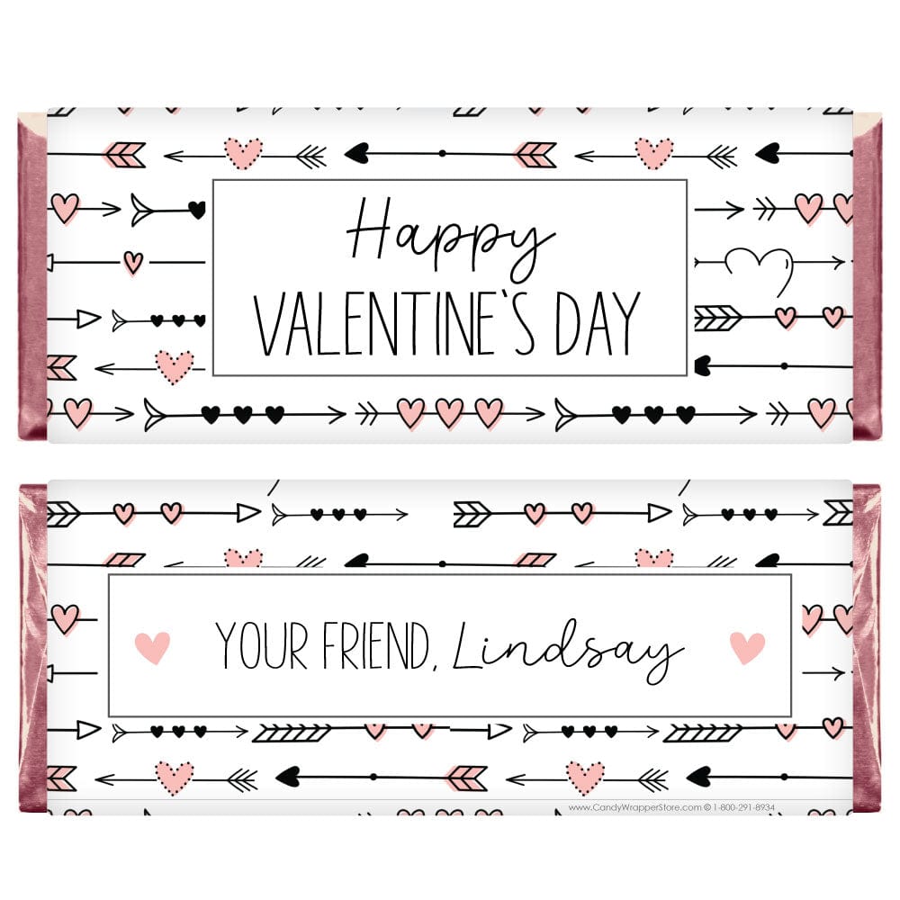 Hearts and Arrows Happy Valentine's Day Candy Bar Wrappers - VAL248 Hearts and Arrows Happy Valentine's Day Candy Bar Wrappers Seasonal & Holiday Decorations VAL248