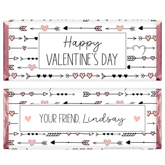 Hearts and Arrows Happy Valentine's Day Candy Bar Wrappers - VAL248 Hearts and Arrows Happy Valentine's Day Candy Bar Wrappers Seasonal & Holiday Decorations VAL248