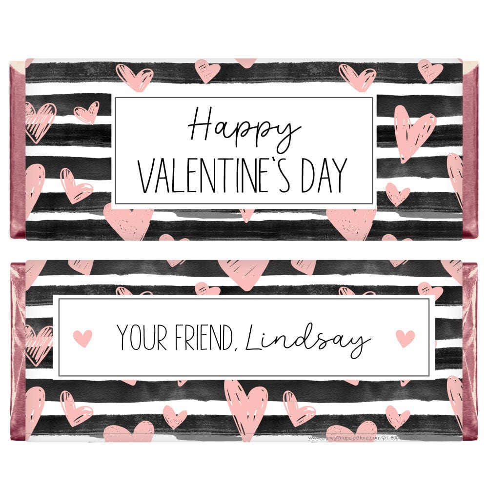 Hearts and Stripes Happy Valentine's Day Candy Bar Wrappers – Candy ...