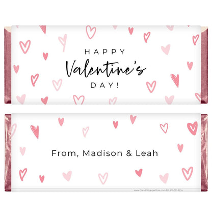 Hearts Happy Valentine's Day Candy Bar Wrappers - VAL250 Sketched Hearts Happy Valentine's Day Candy Bar Wrappers Seasonal & Holiday Decorations VAL250