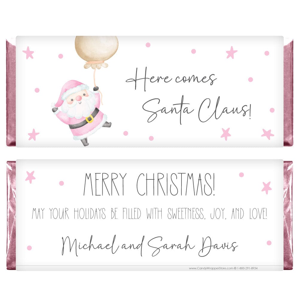 Here Comes Santa Claus Personalized Candy Bar Wrapper - XMAS302 Whimsical Christmas Trees Personalized Candy Bar Wrapper XMAS301