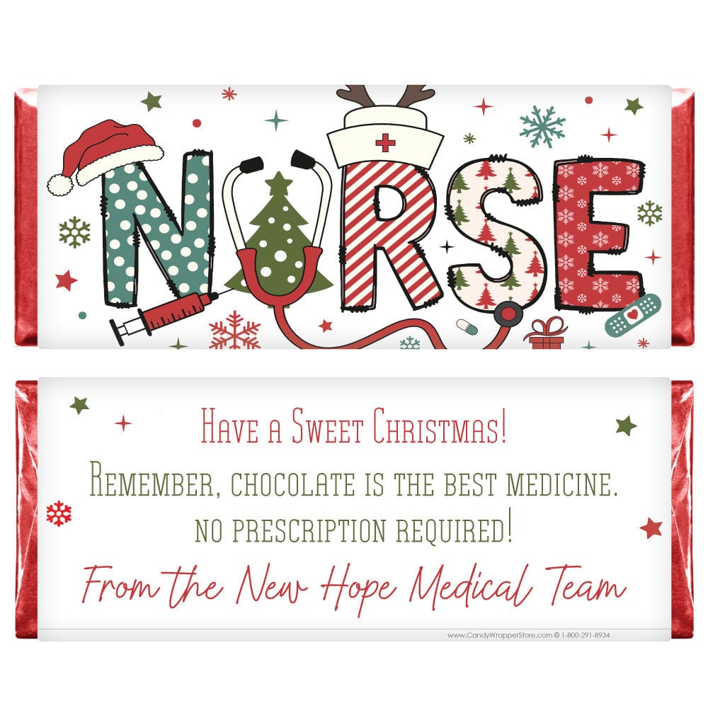 Holiday Nurse Personalized Candy Bar Wrapper Holiday Nurse Personalized Candy Bar Wrapper XMAS303