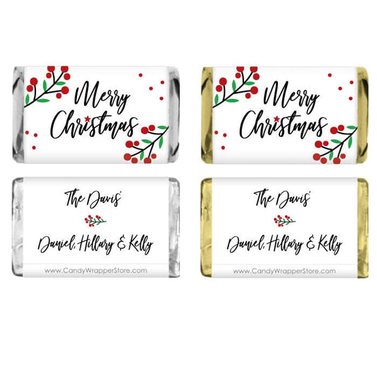 Holly and Berries Christmas Miniature Candy Bar Wrapper Holly and Berries Christmas Miniature Candy Bar Wrapper Candy & Chocolate XMAS269