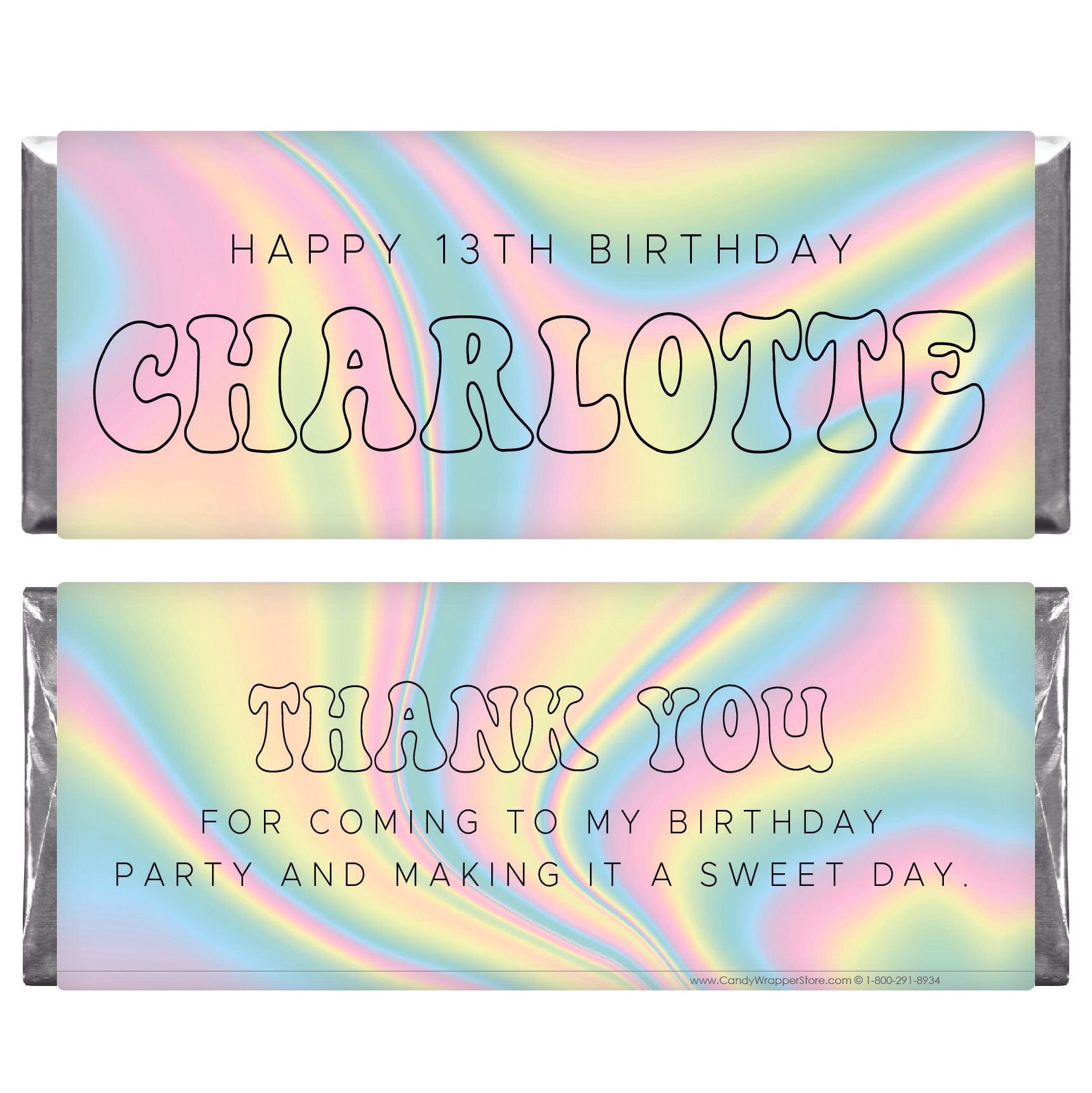 Holographic Iridescent Birthday Candy Bar Wrapper - BD521 Nightmare Before Christmas Birthday Personalized Candy Bar Wrapper Candy Wrappers BD520