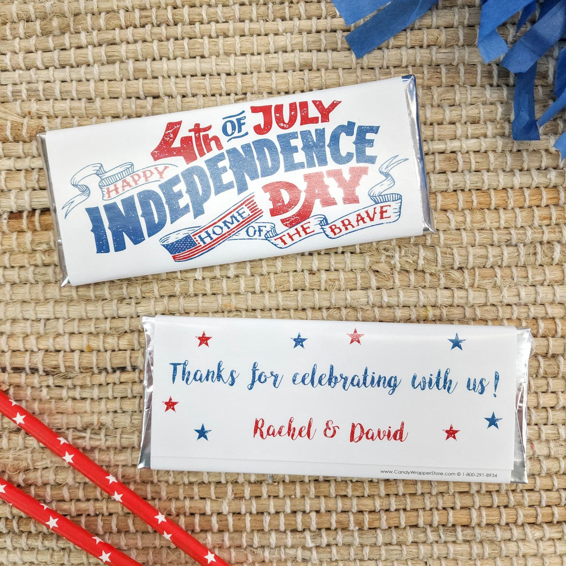 IND211 - Hand Lettered Vintage 4th of July Candy Bar Wrapper Hand Lettered Vintage 4th of July Candy Bar Wrapper Candy Wrapper Store