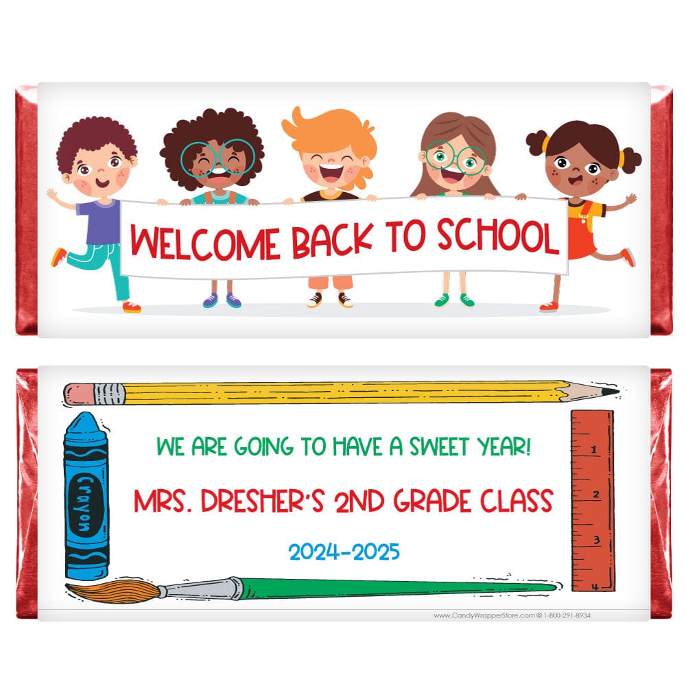 Kids Banner Back to School Candy Bar Wrapper - SCHOOL200 Kids Banner Back to School Candy Bar Wrapper SCHOOL200