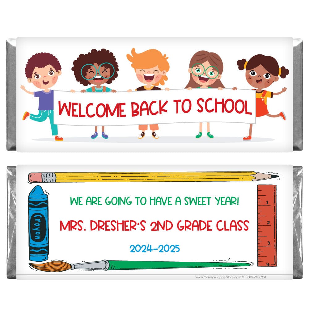 Kids Banner Back to School Candy Bar Wrapper - SCHOOL200 Kids Banner Back to School Candy Bar Wrapper SCHOOL200