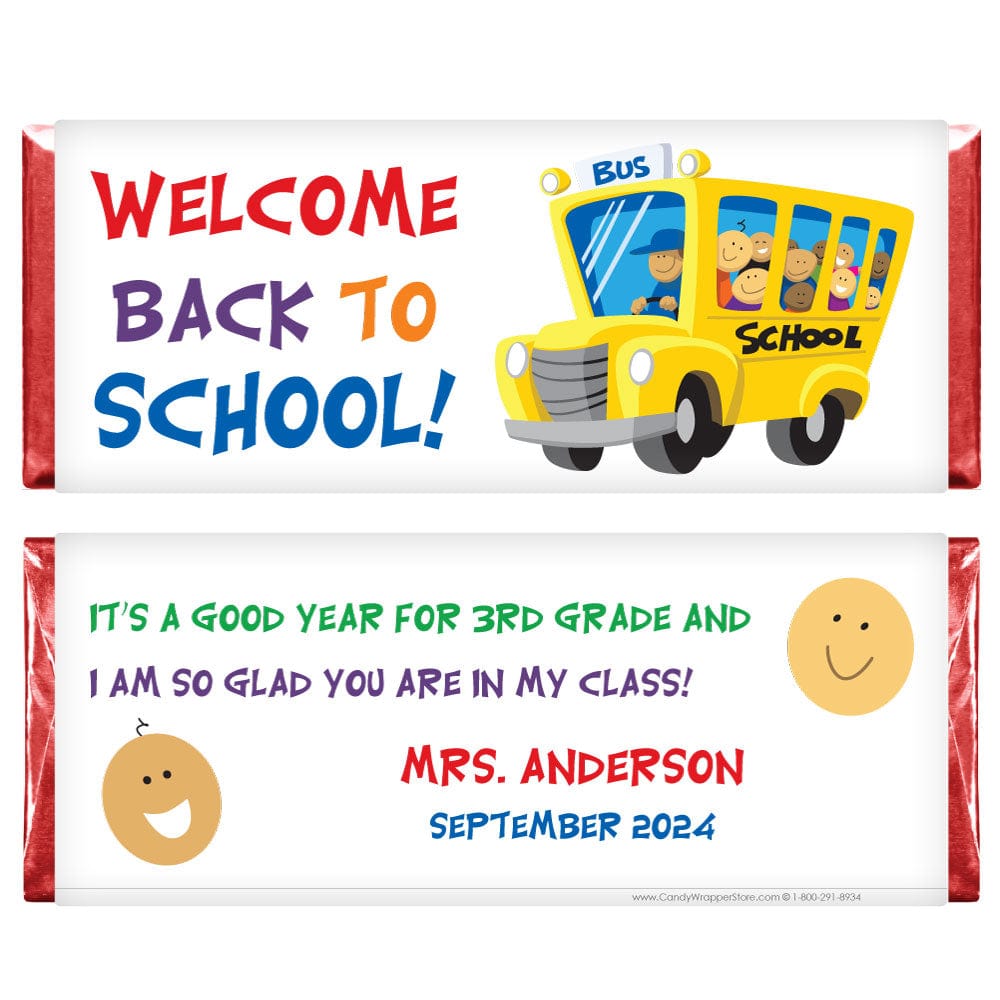 Kids School Bus Back to School Candy Bar Wrapper - SCHOOL201 Kids School Bus Back to School Candy Bar Wrapper Candy Wrapper Store