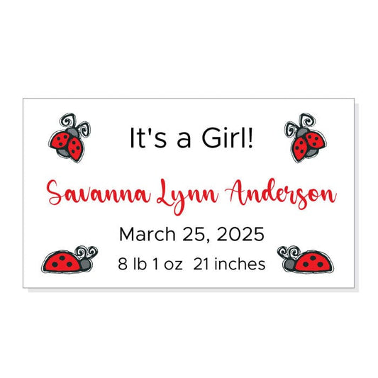 Ladybug Birth Announcement Magnet - MBAGM8 Its a Girl Ladybugs Birth Announcement Magnets Birth Announcement Candy Wrapper Store