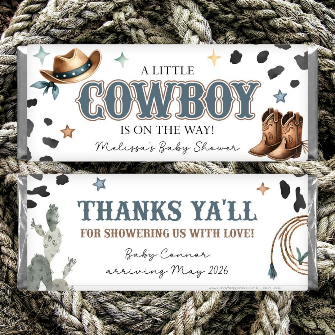 Little Cowboy Baby Shower Candy Bar Wrappers - BS381 Little Cowboy Baby Shower Candy Bar Wrappers Baby & Toddler BS381