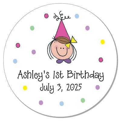 LOBD246 - Birthday Girl in her Party Hat Lollipops Birthday Girl in her Party Hat Lollipops Party Favors BD246