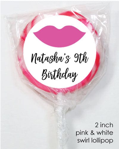 LOBD39 - Pink Lips Birthday Swirl Lollipops Pink Lips Birthday Swirl Lollipops Party Favors Candy Wrapper Store