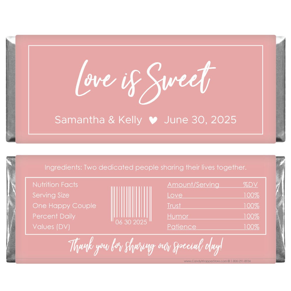 Love is Sweet Wedding Candy Bar Wrapper - WA479 Love is Sweet Wedding Candy Bar Wrapper Regular Size Wrapper WA479