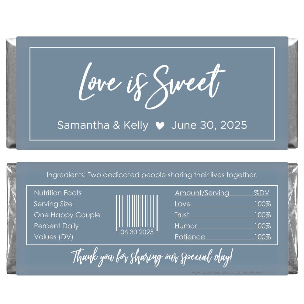 Love is Sweet Wedding Candy Bar Wrapper - WA479 Love is Sweet Wedding Candy Bar Wrapper Regular Size Wrapper WA479