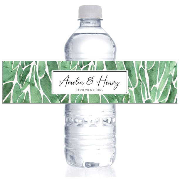 Lush Greenery Wedding Water Bottle Label - WBWA485 Lush Greenery Wedding Water Bottle Label WA485