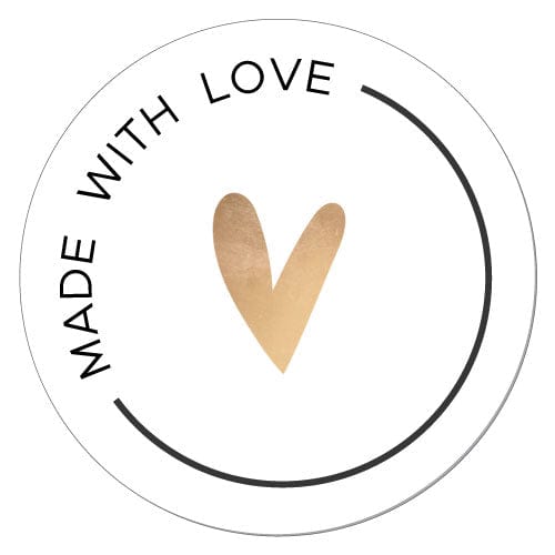 Made with Love Round Stickers with Gold Heart Watercolor Floral Thank You Sticker TY271